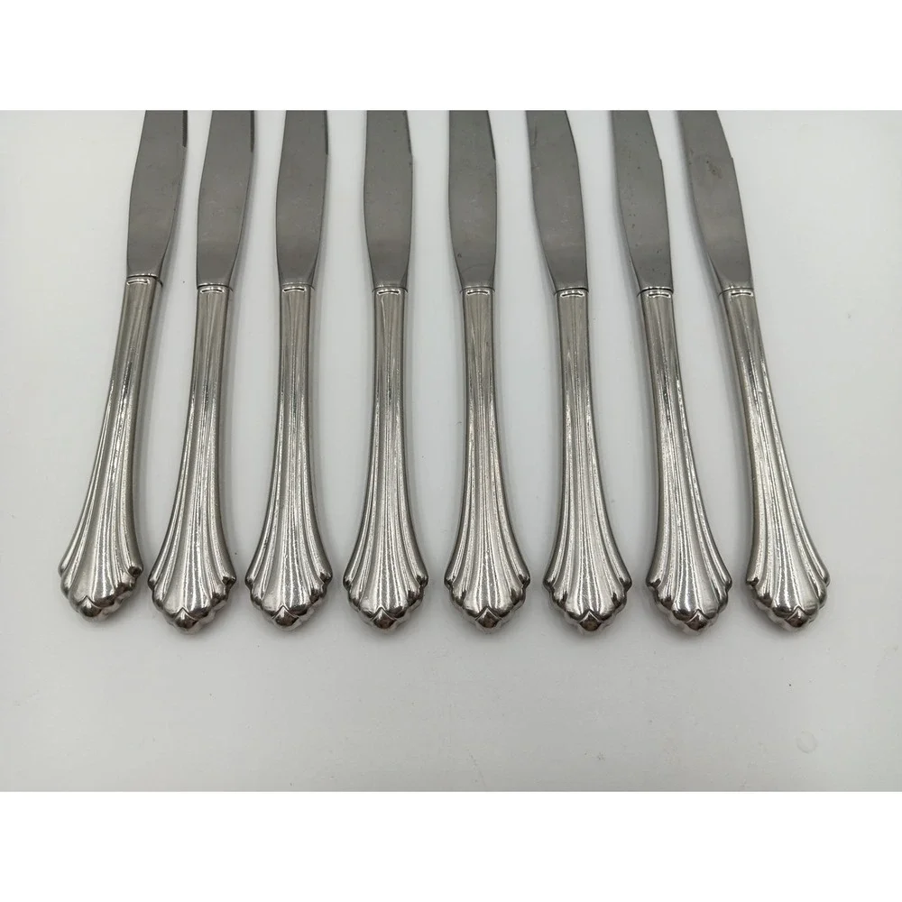 8  Oneida BANCROFT‎ USA Stainless Flatware Glossy Dinner Knives Set LOT